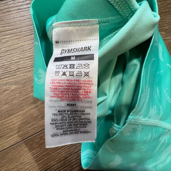 Gymshark Waist Support Women's Leggings, Size Medium, Bright Turquoise Print - Picture 7 of 10
